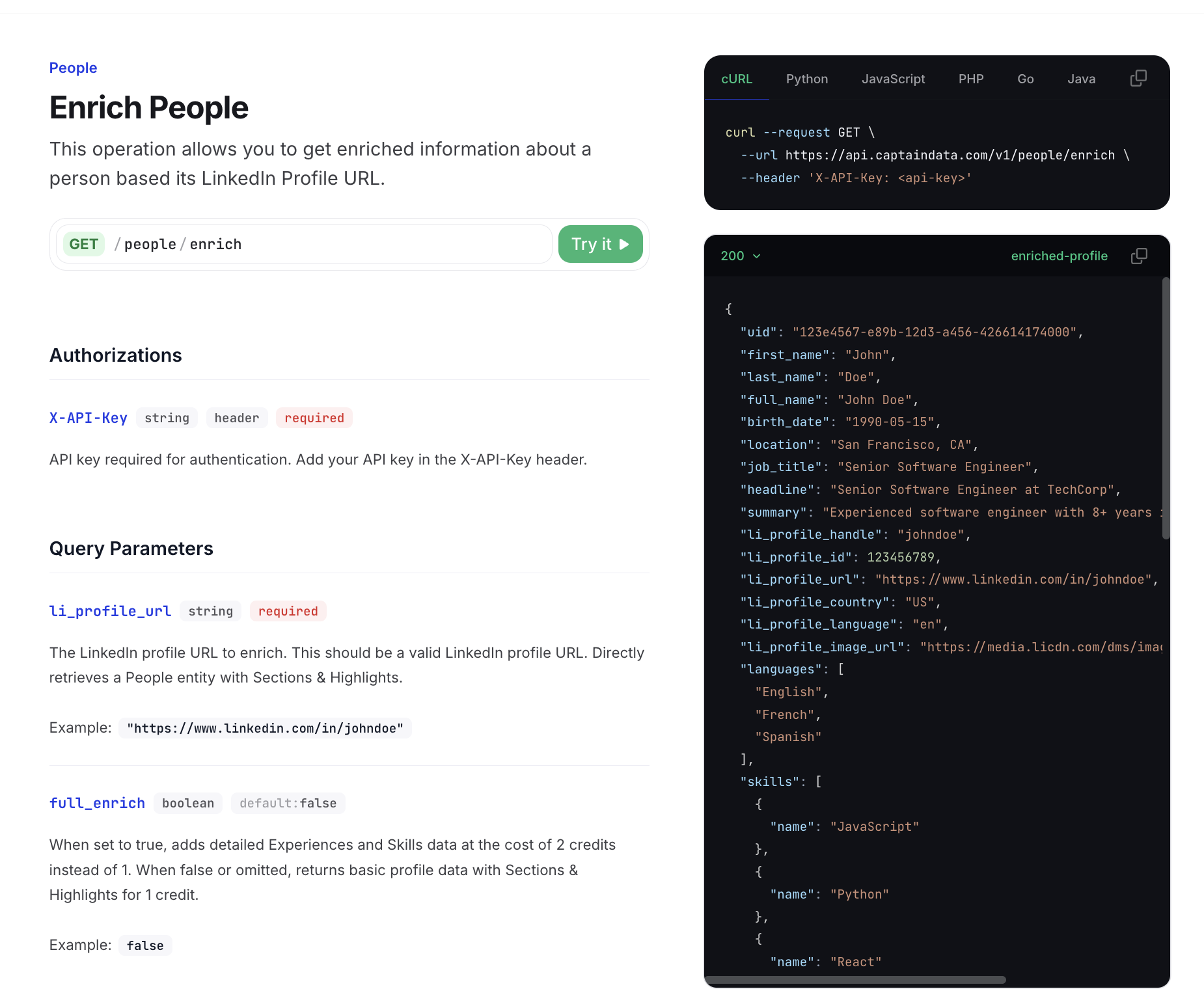 Captain Data dashboard
